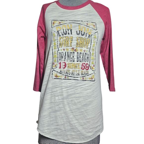 Ron Jon Surf Shop Cotton Blend Baseball Tee Size Small - Picture 1 of 4